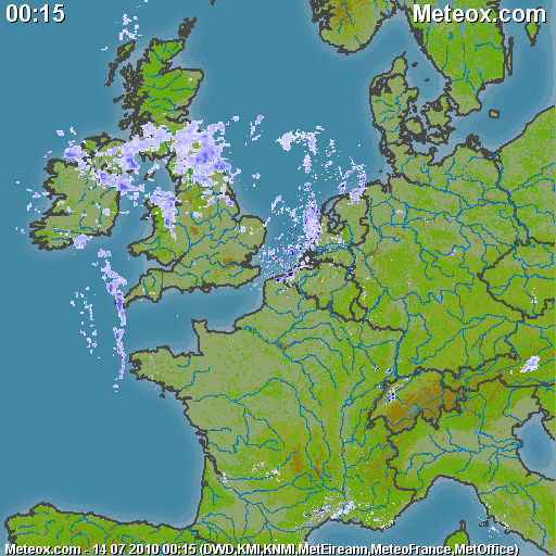 Carte radar animée: montre les précipitations